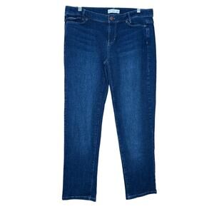 J. Jill Slim Boyfriend Straight Leg Jeans 10 Petite Cotton Spandex Dark Wash